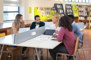 teachers in library